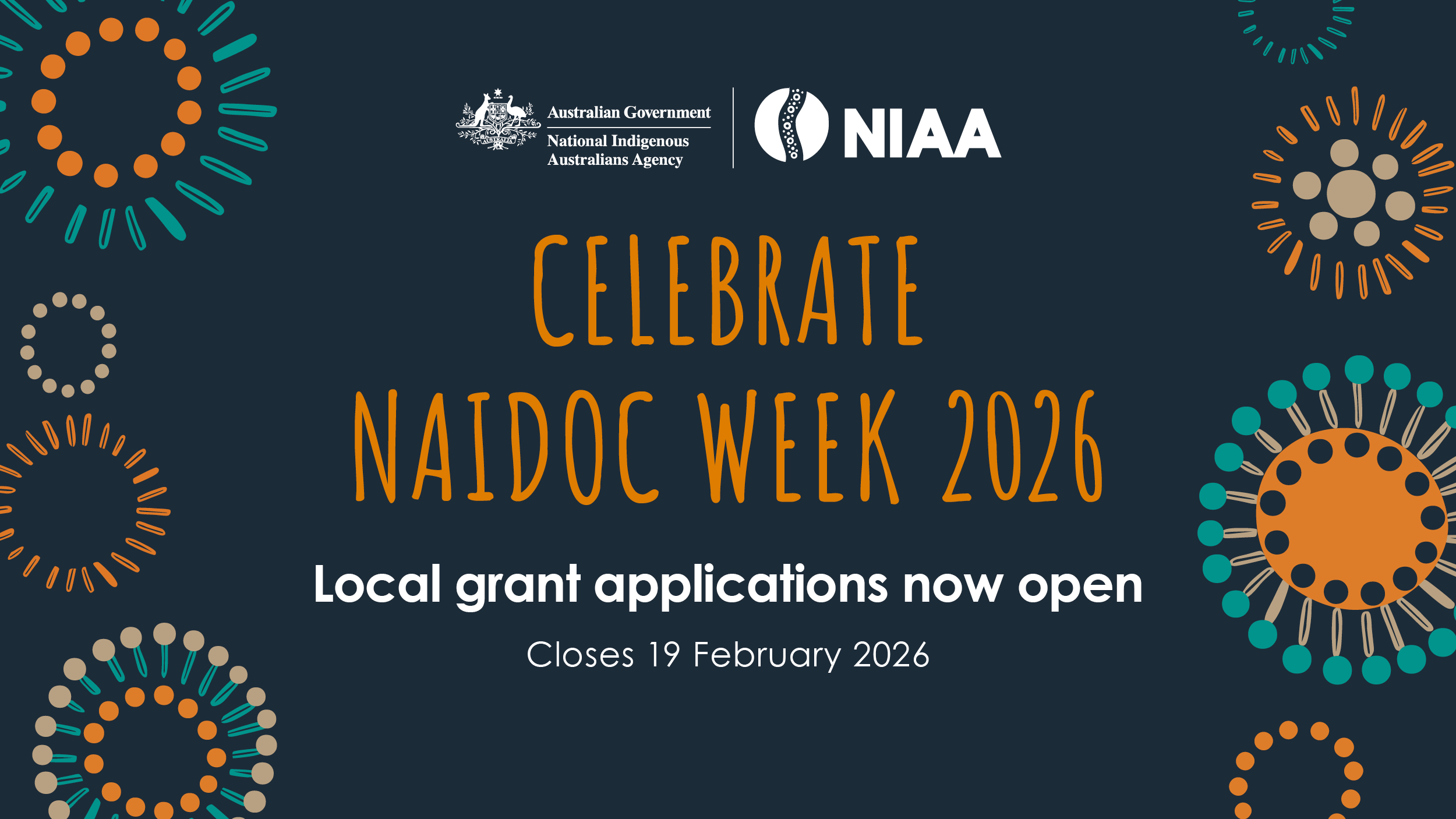 Celebrate NAIDOC Week 2026. Local grant applications now open. Closes 19 February 2026