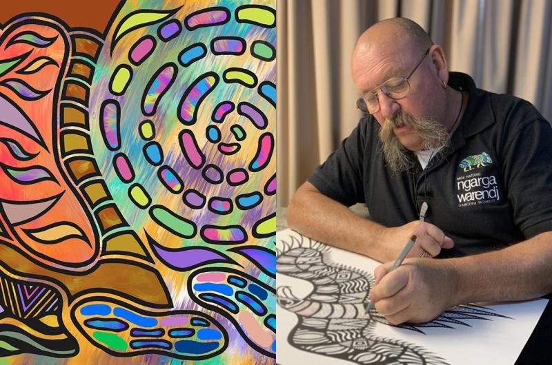 A man draws a picture