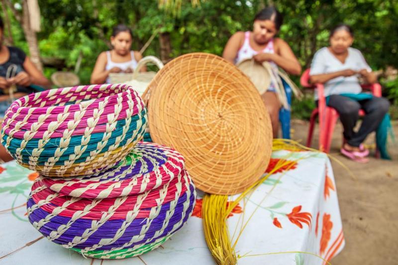 Baskets on a table