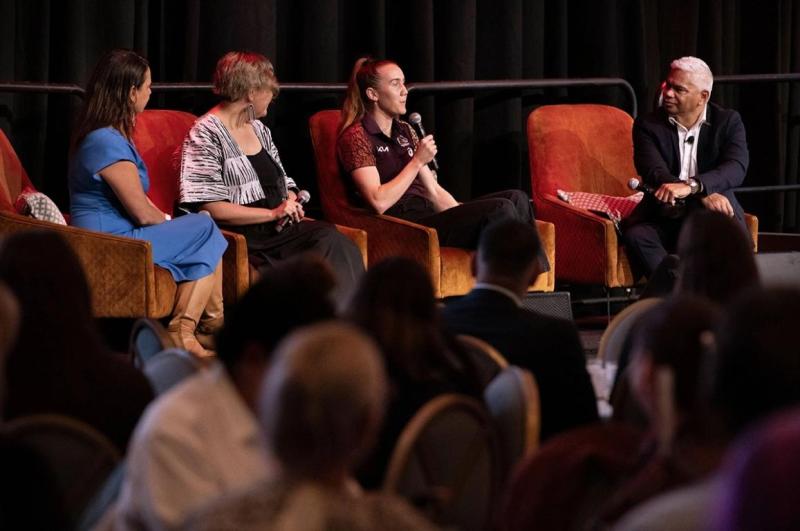 People on stage doing a talkback
